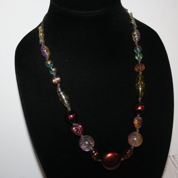 Beautiful colorful glass beaded necklace adjustable 17-23" - Picture 1 of 5
